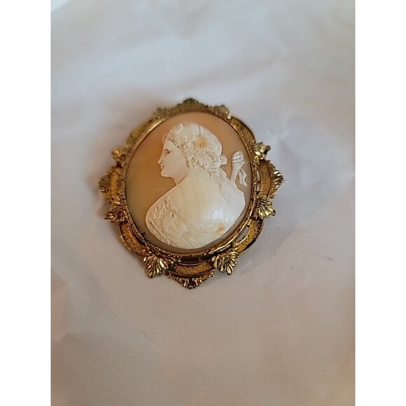 Antique 1900s Hand Carved Shell Cameo Brooch STUNNING - Picture 16 of 16